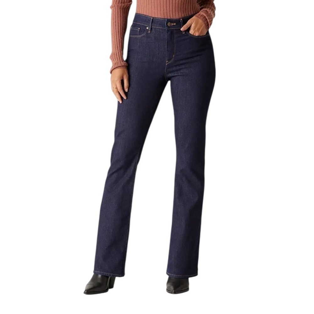 Levi’s Mid‎ Rise Bootcut Skinny Dark Wash Shine Jeans Womens 14 M NWT